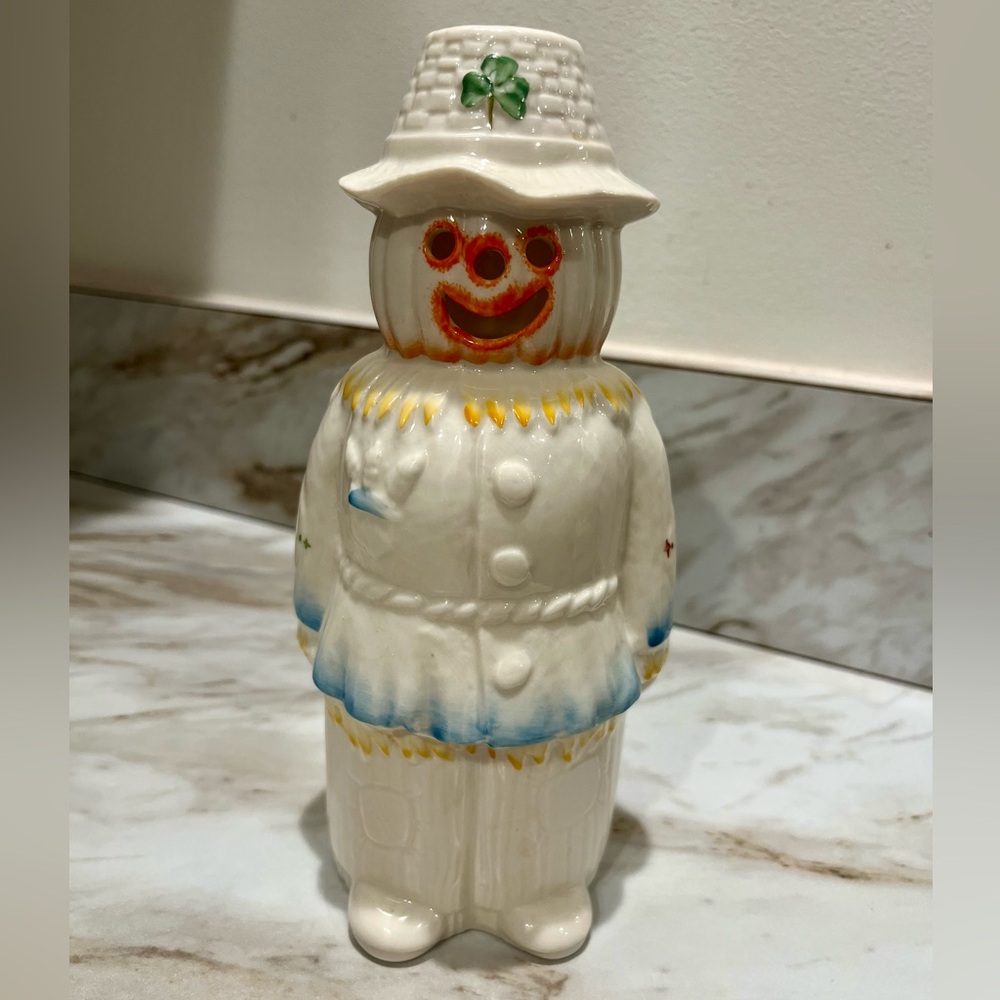Belleek Ireland Pumpkin Head Scarecrow Votive Tea Light Holder EXC